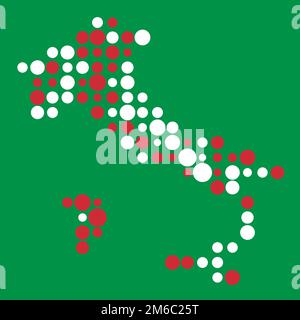 Italy Map Silhouette Pixelated generative pattern illustration Stock Vector