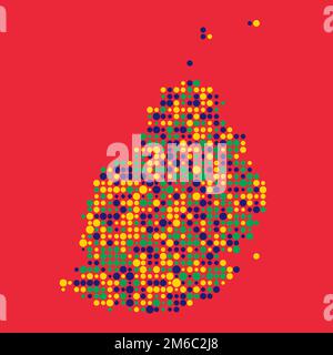 Mauritius Map Silhouette Pixelated generative pattern illustration Stock Vector