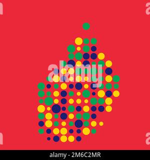 Mauritius Map Silhouette Pixelated generative pattern illustration Stock Vector