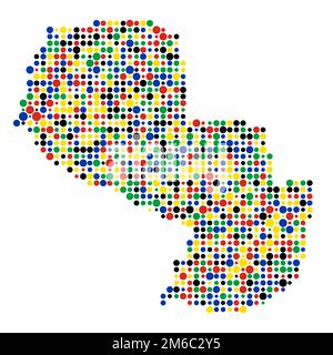 Paraguay Map Silhouette Pixelated generative pattern illustration Stock Vector