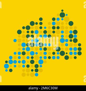 Rwanda Map Silhouette Pixelated generative pattern illustration Stock Vector