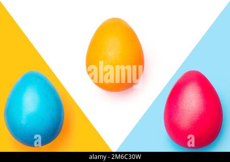 Colored easter eggs, three color background abstraction Stock Photo