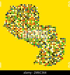 Paraguay Map Silhouette Pixelated generative pattern illustration Stock Vector