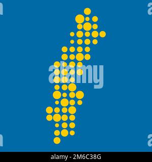 Sweden Map Silhouette Pixelated generative pattern illustration Stock Vector