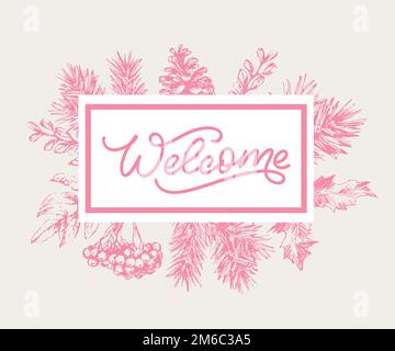 Welcome - calligraphic inscription with smooth lines Stock Vector