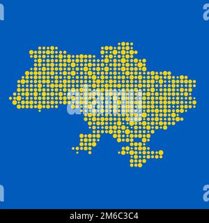 Ukraine Map Silhouette Pixelated generative pattern illustration Stock Vector