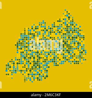 Rwanda Map Silhouette Pixelated generative pattern illustration Stock Vector