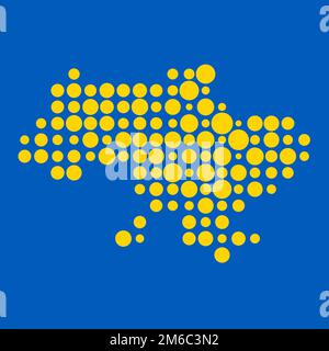 Ukraine Map Silhouette Pixelated generative pattern illustration Stock Vector