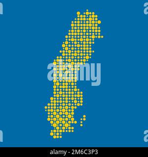 Sweden Map Silhouette Pixelated generative pattern illustration Stock Vector