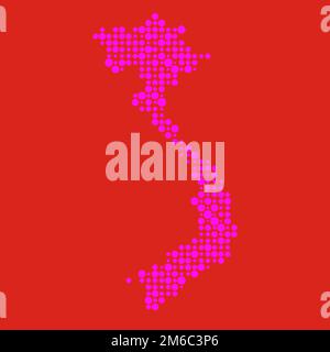 Vietnam Map Silhouette Pixelated generative pattern illustration Stock Vector