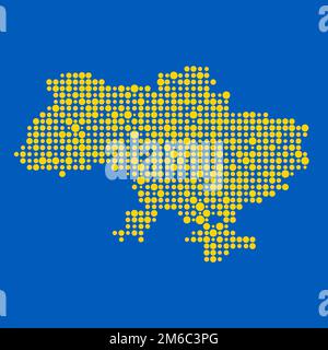 Ukraine Map Silhouette Pixelated generative pattern illustration Stock Vector