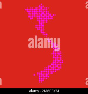 Vietnam Map Silhouette Pixelated generative pattern illustration Stock Vector