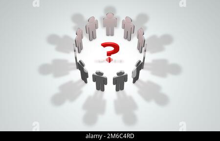 The discussion of complex issues (symbolic figures of people). 3D illustration rendering Stock Photo