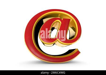 E-mail gold symbol. 3D render illustration. Isolated over white. Stock Photo