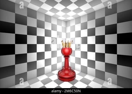 Dream of pawn. Loneliness (gold pawn-chess metaphor). 3D illustration render. Free space for text. Stock Photo