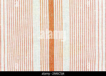 Texture of cotton fabric with red stripes Stock Photo