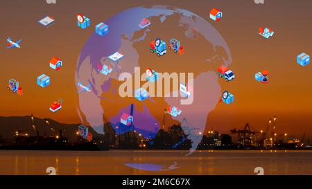 Logistics and technology concept. port view.  Stock Photo