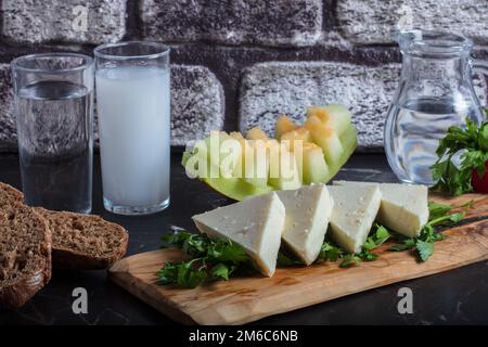 Traditional Turkish alcohol known as Rakı, Turkish Raki table with ...