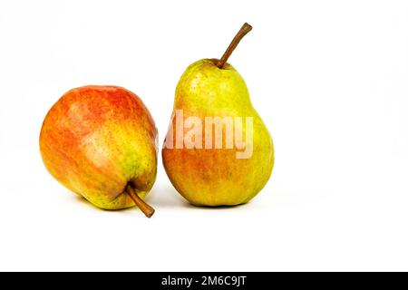 Two large ripe pears on a white background Stock Photo