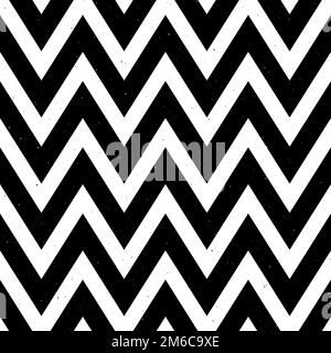 Grunge zigzag seamless pattern. Black and White chevron fabric texture. Abstract zig zag background. Repeating vector Stock Vector
