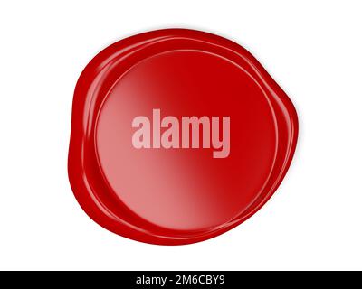 Red wax seal isolated on white background. 3d illustration. Stock Photo