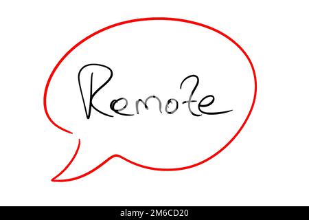 Remote speech bubble black on white handwritten Stock Photo