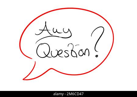 any question speech bubble black on white handwritten Stock Photo