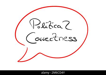 Political correctness speech bubble black on white handwritten Stock Photo