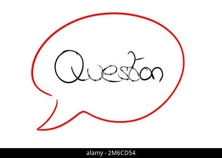 Question speech bubble black on white handwritten Stock Photo