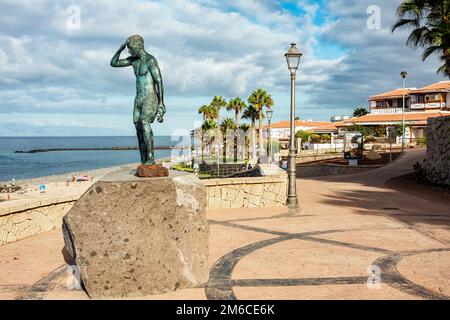 Monument to the rescuer near the beach of El Duque on the island of Tenerife (Spain) Stock Photo