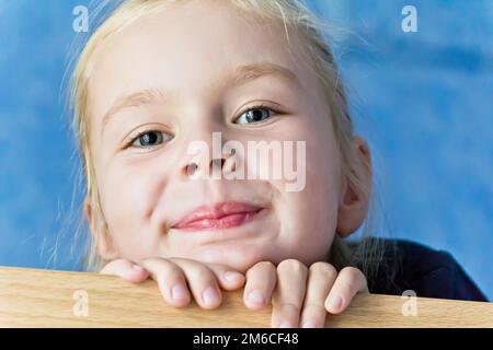 Cute white girl with blond hair Stock Photo