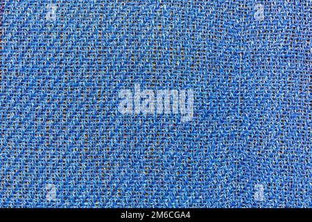 Background, texture, blue fabric closeup with interwoven strands Stock Photo