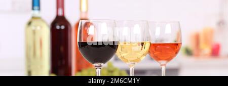 Wine White Wine Red Wine White Wine Rose Rose Wine Banner Text Free Space Copyspace Stock Photo