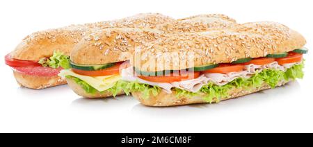 Rolls topped with ham salami and cheese sandwich wholemeal baguettes exempted exempted Stock Photo