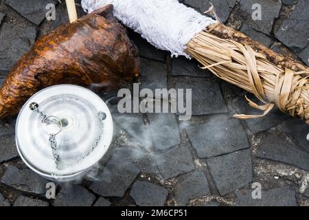 Candomble objects in the street. Stock Photo