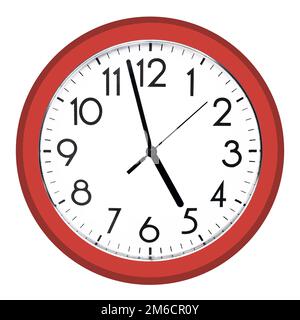 White wall clock. Isolated on white background. Stock Photo
