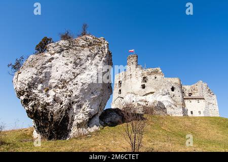 Ruins of castle in Mirow from XIV century (Poland) Stock Photo