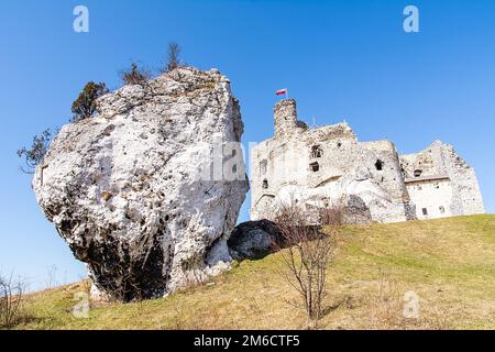 Ruins of castle in Mirow from XIV century (Poland) Stock Photo