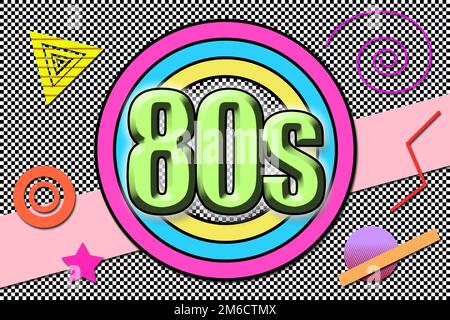 Inscription 80s in cartoon style Stock Photo