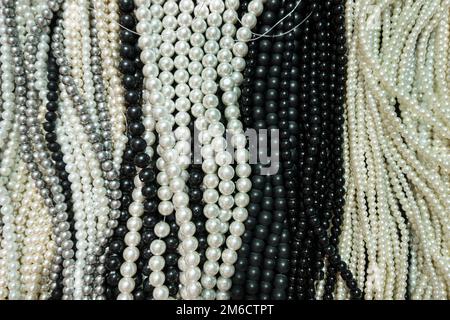 Black and white semi precious stone necklaces. Stock Photo
