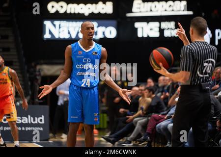 Valencia, Spain. 03rd Jan, 2023. Lasan Kromah of Carplus Fuenla seen during the J14 Liga Endesa at Fuente de San Luis Sport Hall. Valencia Basket 92:86 Carplus Fuenla Credit: SOPA Images Limited/Alamy Live News Stock Photo