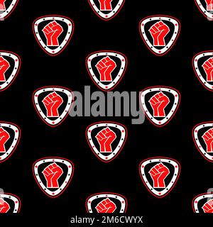 Seamless Texture Pattern MMA logo fist presswall. Vector, EPS. Stock Photo