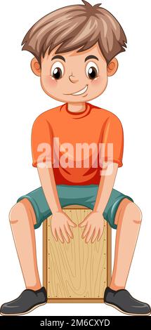 A boy playing cajon box illustration Stock Vector Image & Art - Alamy