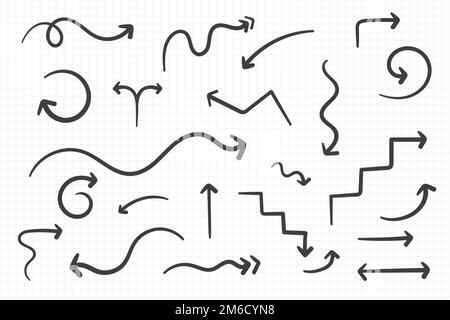 Black arrow doodle vector collection Stock Vector