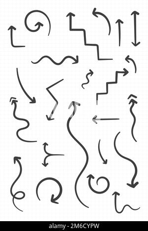 Black arrow doodle vector collection Stock Vector
