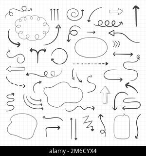 Arrow and speech bubble doodle vector collection Stock Vector