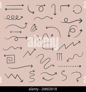 Black arrow doodle vector collection Stock Vector