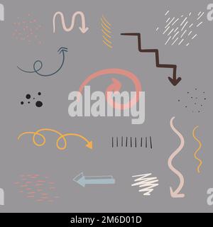 Pastel arrow doodle vector collection Stock Vector