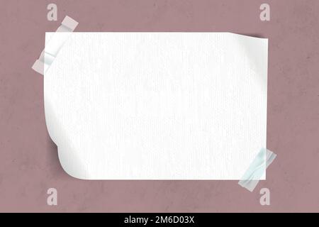 Blank white paper taped on pink background vector Stock Vector