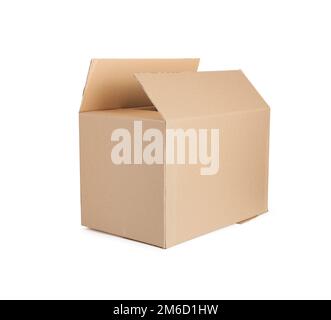 Cardboard box open. Isolated on white background Stock Photo